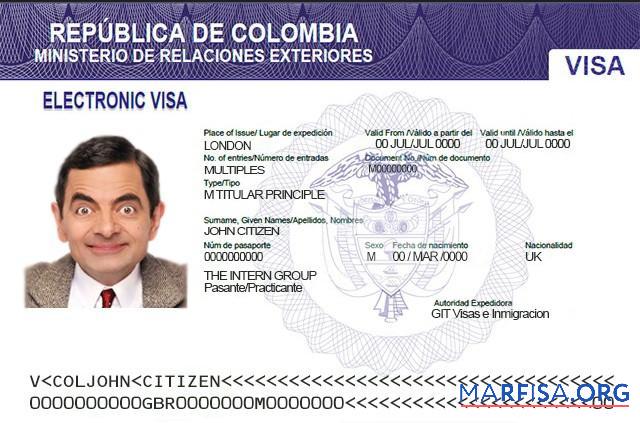 Realistic Colombia visa electronic card download for verification
